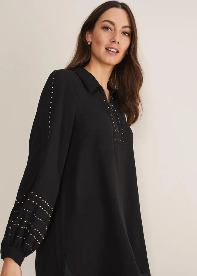 Tullulah Heatfix Sleeve Tunic Blouse Black Women Phase Eight Shirts and Blouses Tullulah Heatfix Sleeve Tunic Blouse Black Women Phase Eight Shirts and Blouses
