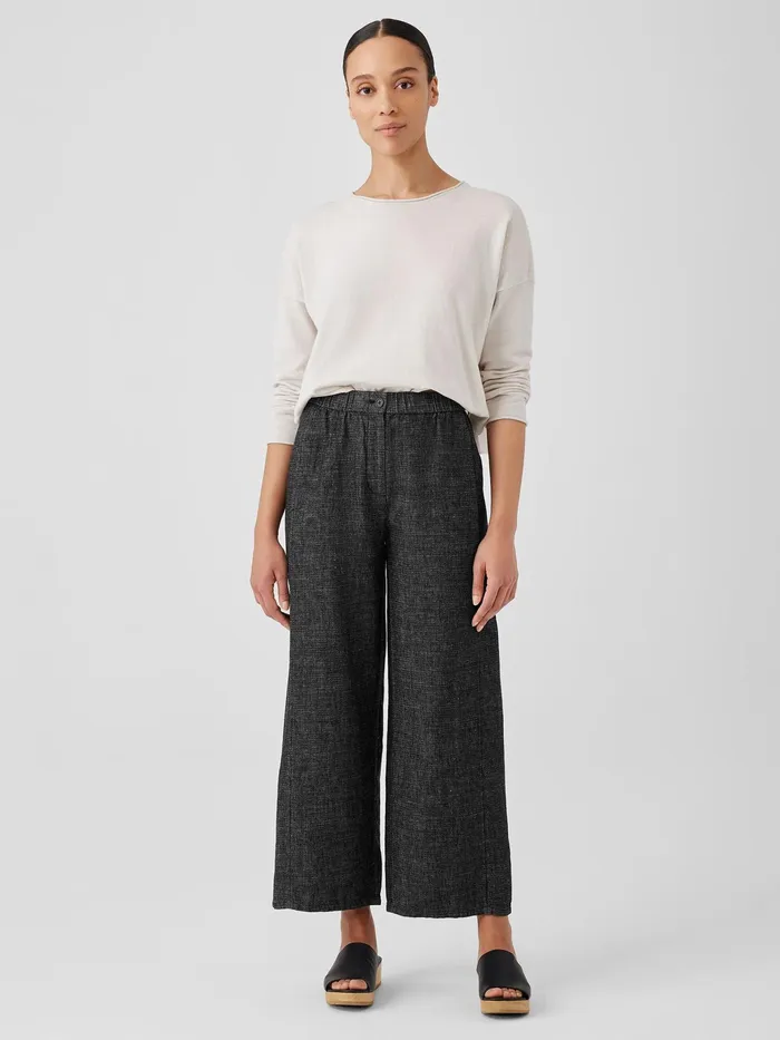 Tweedy Hemp Cotton WideLeg Pant Black Women Eileen Fisher Pants Shorts and Jumpsuits