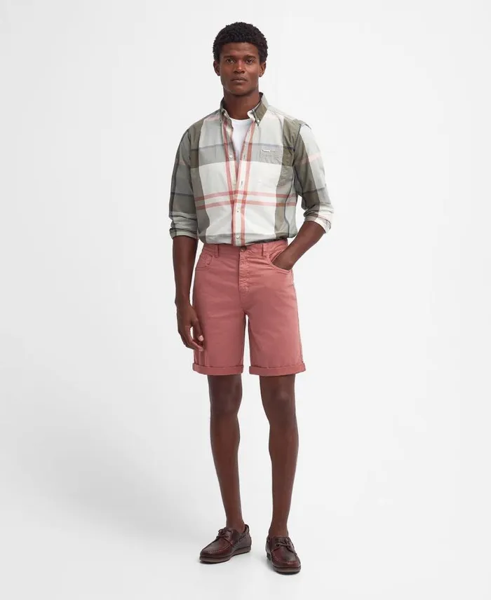 Twill Shorts Pink Clay Men Barbour Trousers and Shorts