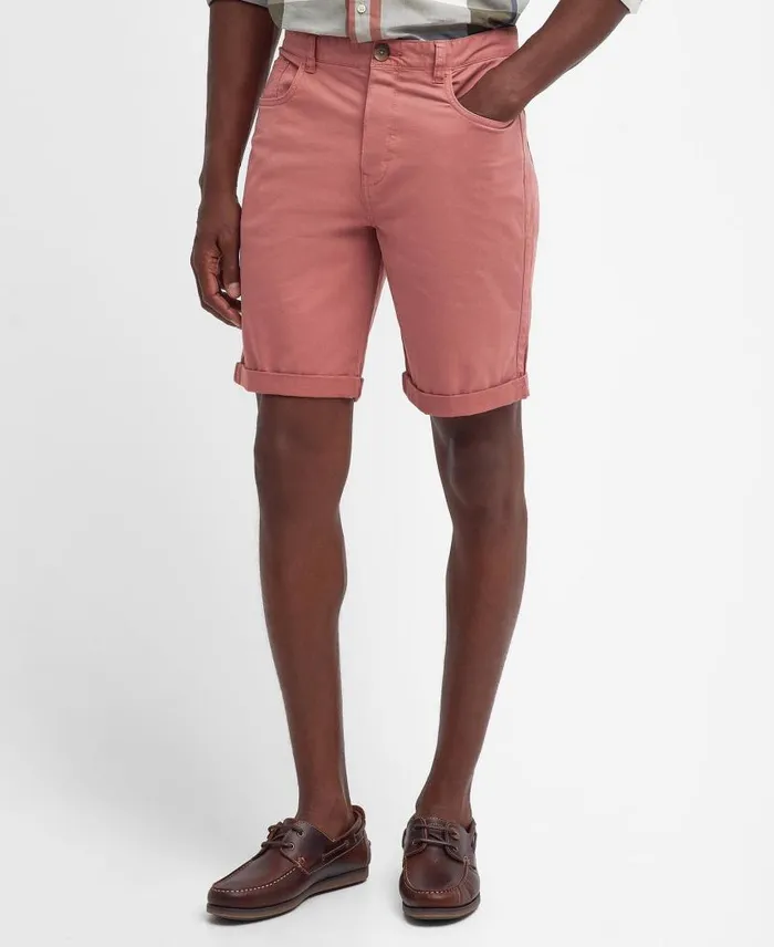 Twill Shorts Pink Clay Men Barbour Trousers and Shorts