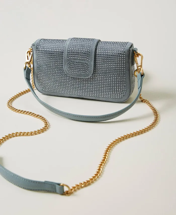 Twinset Amie039 Small Shoulder Bag With Rhinestones Gainsboro Gray Women Handbags Twinset Amie039 Small Shoulder Bag With Rhinestones Gainsboro Gray Women Handbags