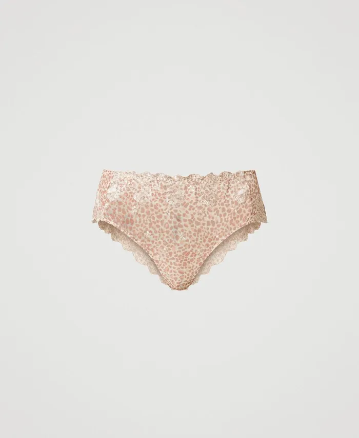 Twinset Animal Print Tulle Brazilian Briefs Multicolour Animal Print Women Underwear And Nightwear
