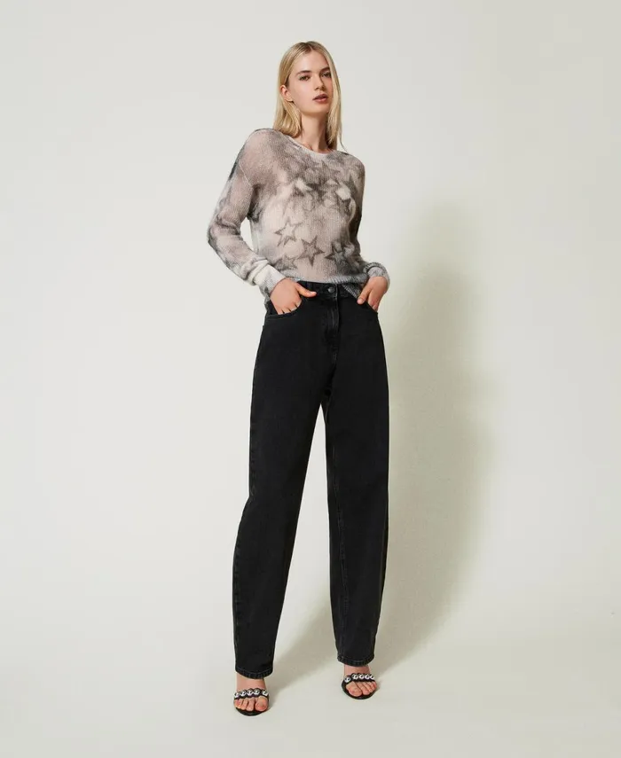 Twinset Black Carrot Fit Jeans With Five Pockets Black Denim Women Jeans Twinset Black Carrot Fit Jeans With Five Pockets Black Denim Women Jeans
