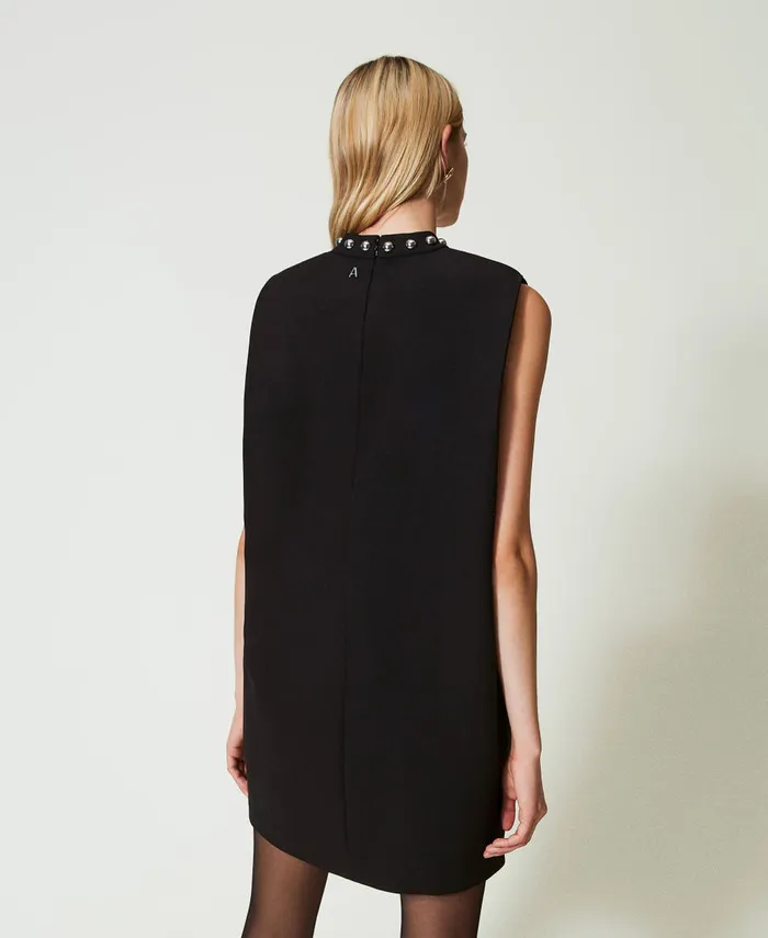 Twinset Cady Crpe Dress With Metallic Pearls Black Women Dresses Twinset Cady Crpe Dress With Metallic Pearls Black Women Dresses
