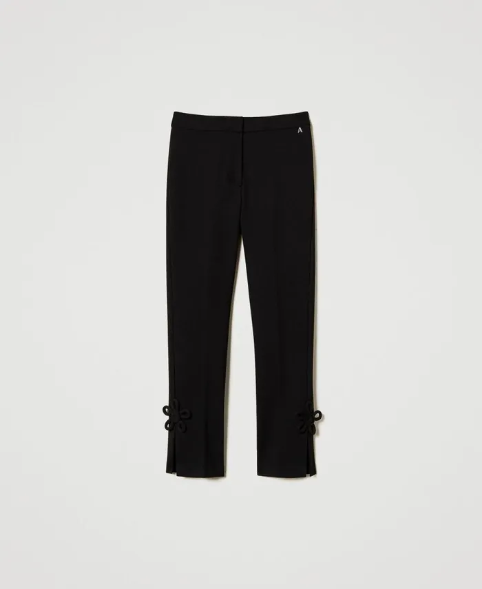Twinset Cigarette Trousers With Flowers Black Women Suits And Sets Twinset Cigarette Trousers With Flowers Black Women Suits And Sets
