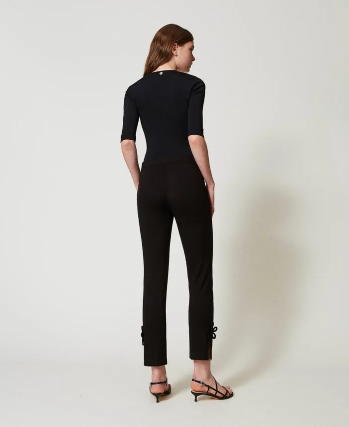 Twinset Cigarette Trousers With Flowers Black Women Suits And Sets Twinset Cigarette Trousers With Flowers Black Women Suits And Sets