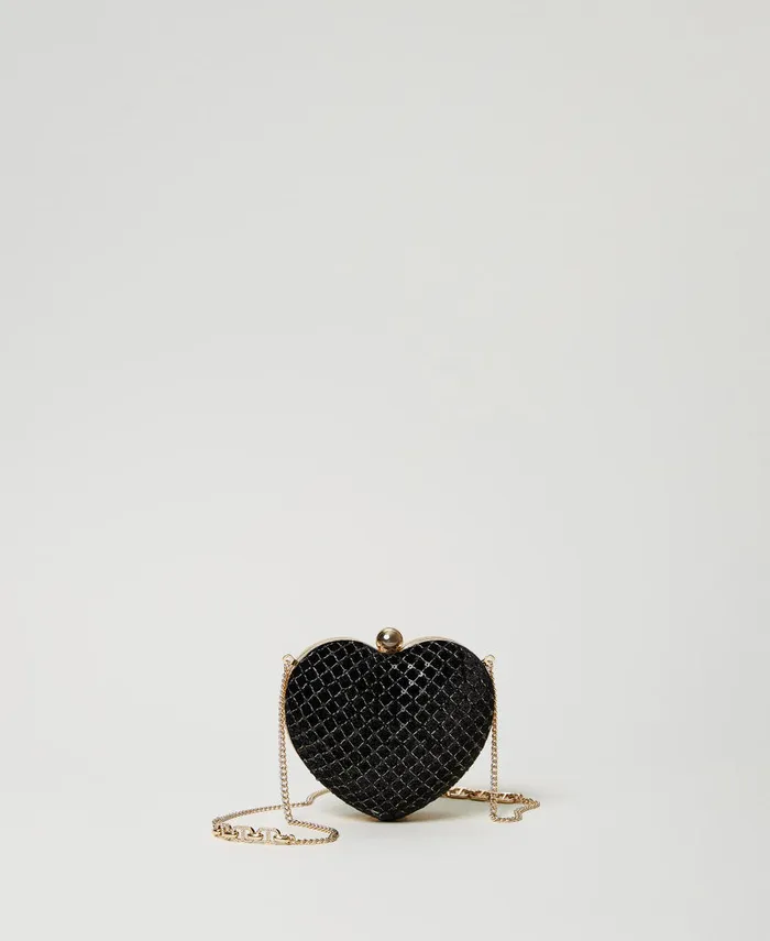 Twinset Coup De Coeur039 Embroidered Velvet Clutch Black Women Handbags