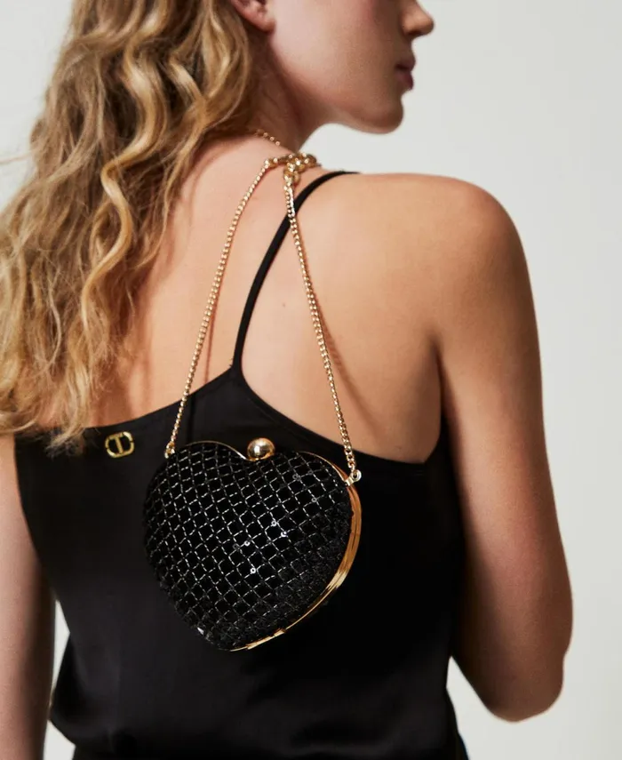 Twinset Coup De Coeur039 Embroidered Velvet Clutch Black Women Handbags Twinset Coup De Coeur039 Embroidered Velvet Clutch Black Women Handbags