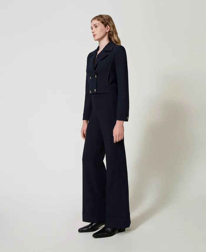 Twinset Crpe Cady High Waist Trousers Classic Blue Women Suits And Sets Twinset Crpe Cady High Waist Trousers Classic Blue Women Suits And Sets
