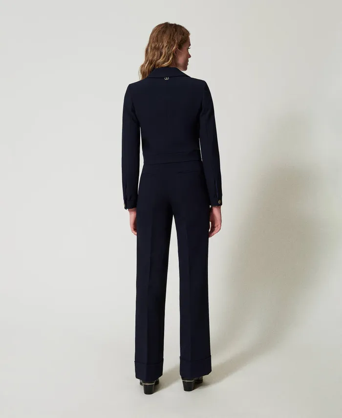 Twinset Crpe Cady High Waist Trousers Classic Blue Women Suits And Sets Twinset Crpe Cady High Waist Trousers Classic Blue Women Suits And Sets