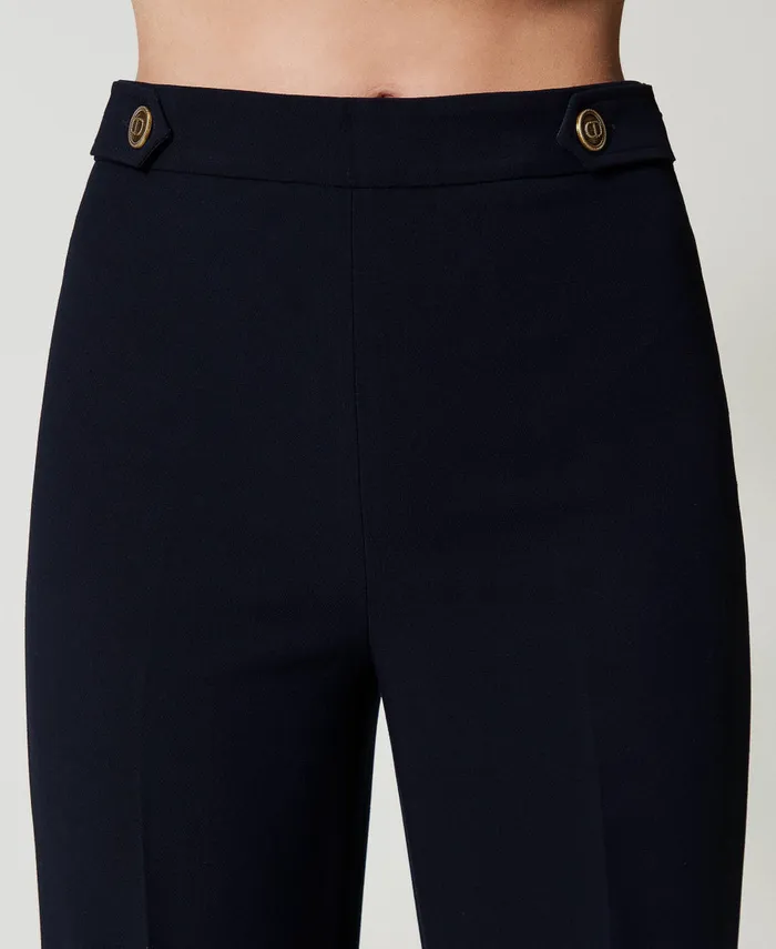 Twinset Crpe Cady High Waist Trousers Classic Blue Women Suits And Sets Twinset Crpe Cady High Waist Trousers Classic Blue Women Suits And Sets