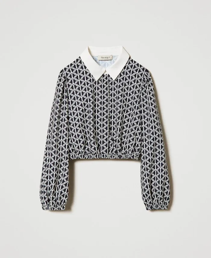 Twinset Crpe De Chine Blouse With Print Oval T Chain Print Girl Blouses And Shirts Twinset Crpe De Chine Blouse With Print Oval T Chain Print Girl Blouses And Shirts