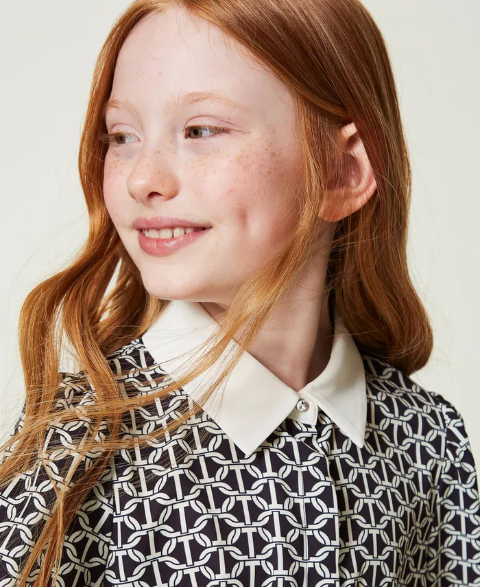 Twinset Crpe De Chine Blouse With Print Oval T Chain Print Girl Blouses And Shirts Twinset Crpe De Chine Blouse With Print Oval T Chain Print Girl Blouses And Shirts