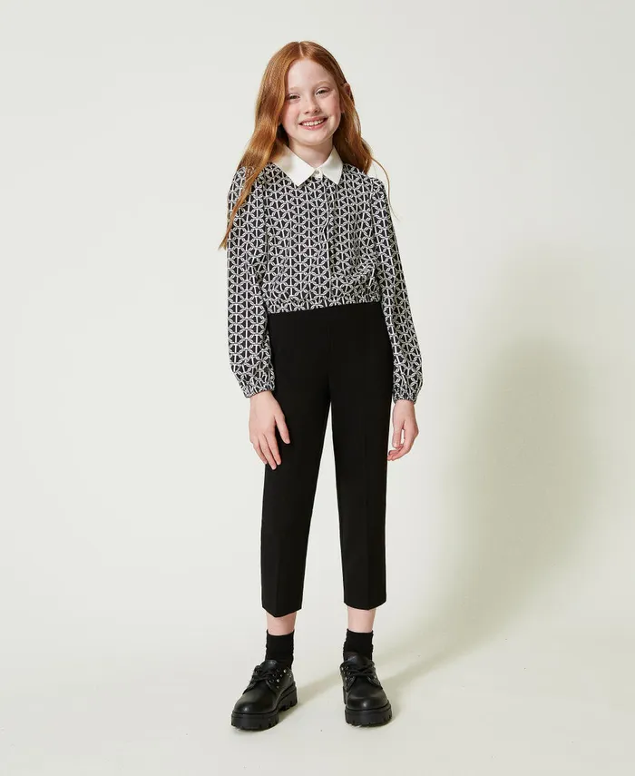 Twinset Crpe De Chine Blouse With Print Oval T Chain Print Girl Blouses And Shirts Twinset Crpe De Chine Blouse With Print Oval T Chain Print Girl Blouses And Shirts
