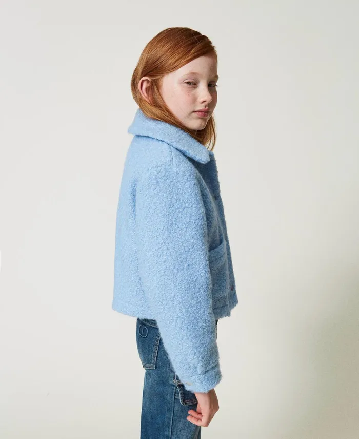 Twinset Curly Wool Cloth Jacket Frozen Fjord Light Blue Girl Jackets And Outerwear Twinset Curly Wool Cloth Jacket Frozen Fjord Light Blue Girl Jackets And Outerwear