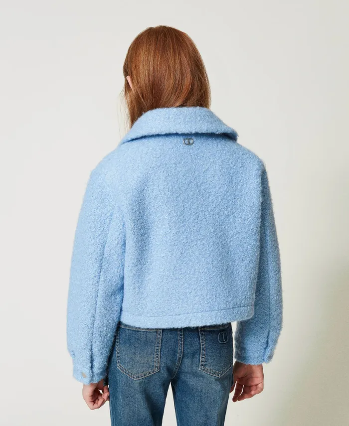 Twinset Curly Wool Cloth Jacket Frozen Fjord Light Blue Girl Jackets And Outerwear Twinset Curly Wool Cloth Jacket Frozen Fjord Light Blue Girl Jackets And Outerwear