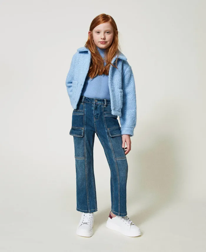 Twinset Curly Wool Cloth Jacket Frozen Fjord Light Blue Girl Jackets And Outerwear Twinset Curly Wool Cloth Jacket Frozen Fjord Light Blue Girl Jackets And Outerwear