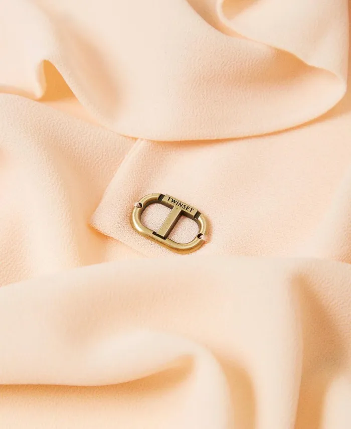 Twinset Doubled Georgette Stole Peach Pink Women Scarves Twinset Doubled Georgette Stole Peach Pink Women Scarves