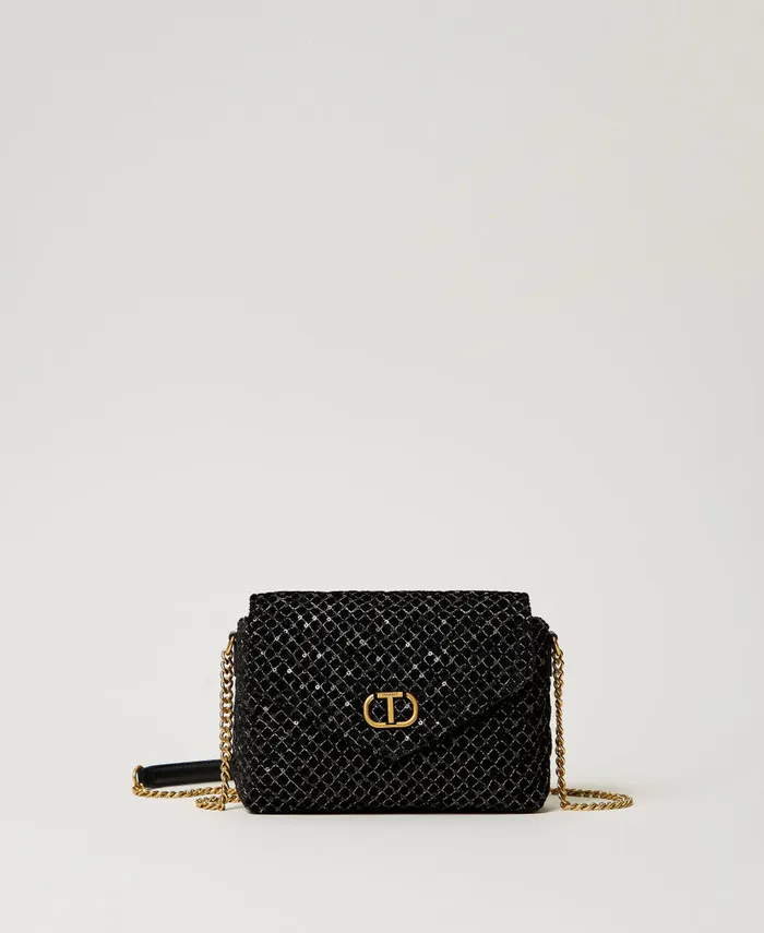 Twinset Dreamy039 Small Embroidered Velvet Shoulder Bag Black Women Cross Body Bags
