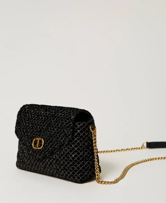Twinset Dreamy039 Small Embroidered Velvet Shoulder Bag Black Women Cross Body Bags Twinset Dreamy039 Small Embroidered Velvet Shoulder Bag Black Women Cross Body Bags