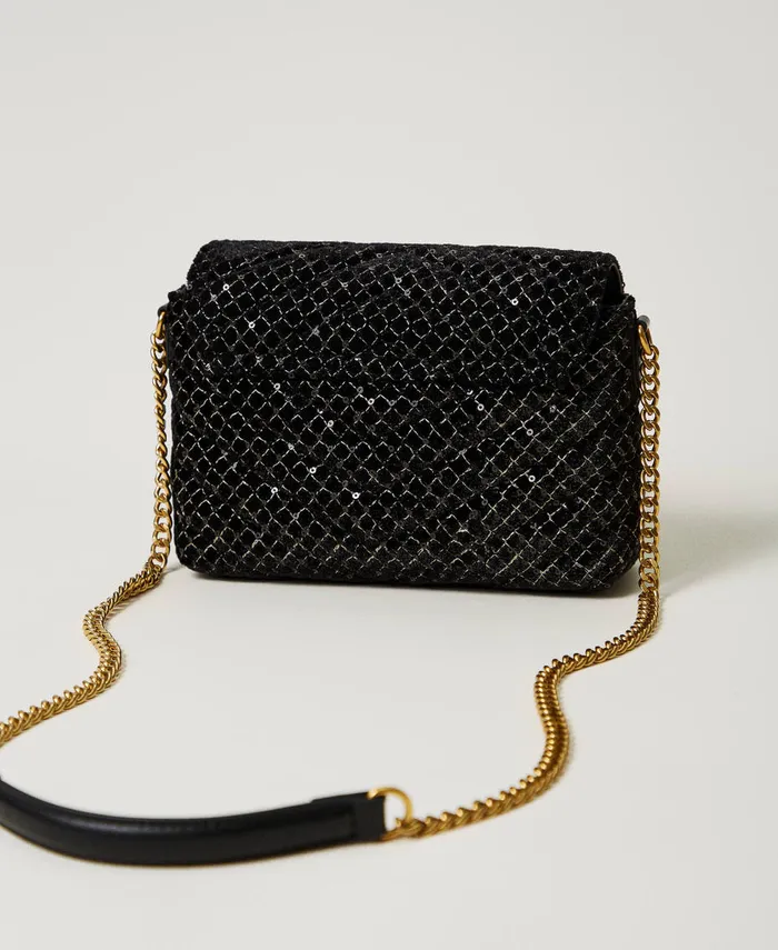 Twinset Dreamy039 Small Embroidered Velvet Shoulder Bag Black Women Cross Body Bags Twinset Dreamy039 Small Embroidered Velvet Shoulder Bag Black Women Cross Body Bags