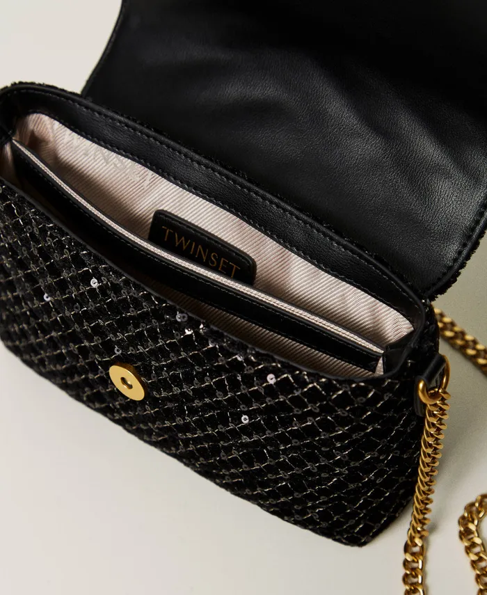 Twinset Dreamy039 Small Embroidered Velvet Shoulder Bag Black Women Cross Body Bags Twinset Dreamy039 Small Embroidered Velvet Shoulder Bag Black Women Cross Body Bags