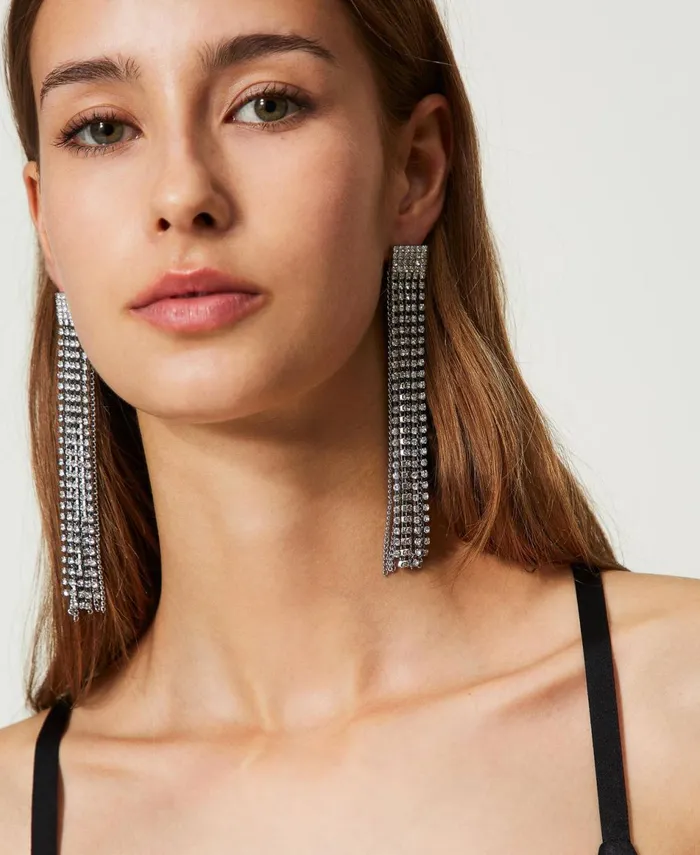 Twinset Earrings With Rhinestone Fringes Crystal Women Jewellery