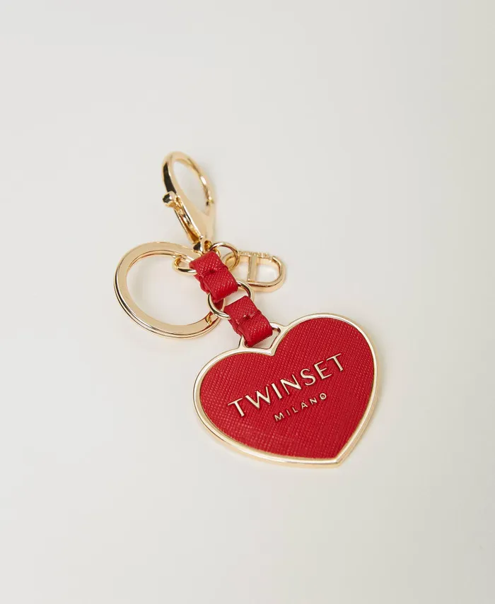 Twinset HeartShaped Keyring With Logo Lacquer Red Women Wallets And Keyrings