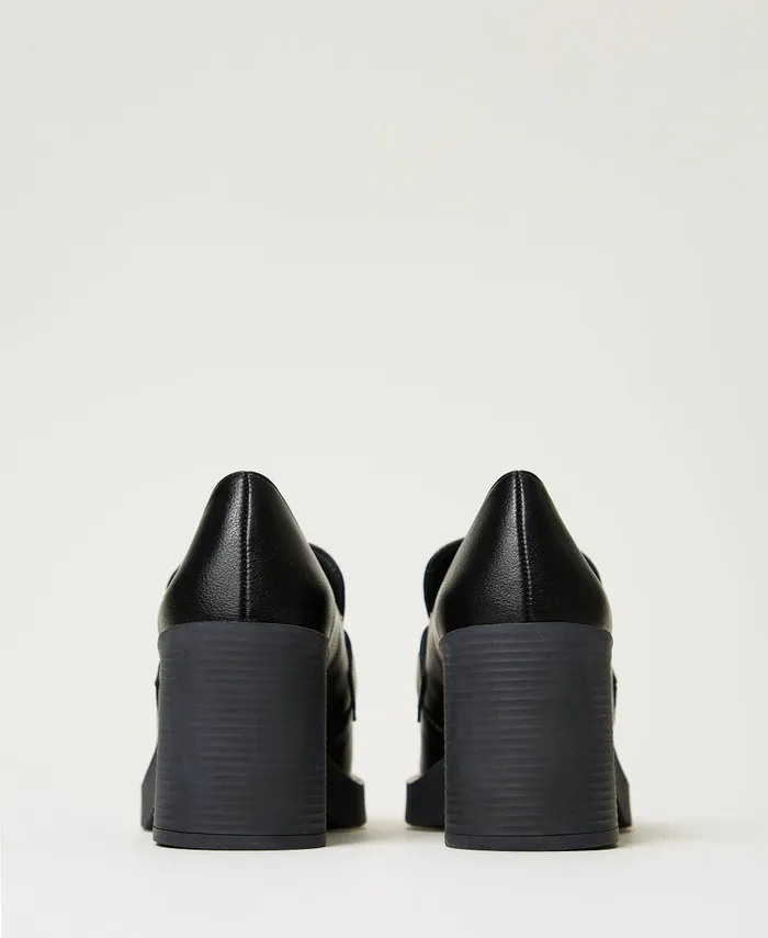 Twinset Heeled Loafers With Oval T Clasp Black Women Heels Twinset Heeled Loafers With Oval T Clasp Black Women Heels