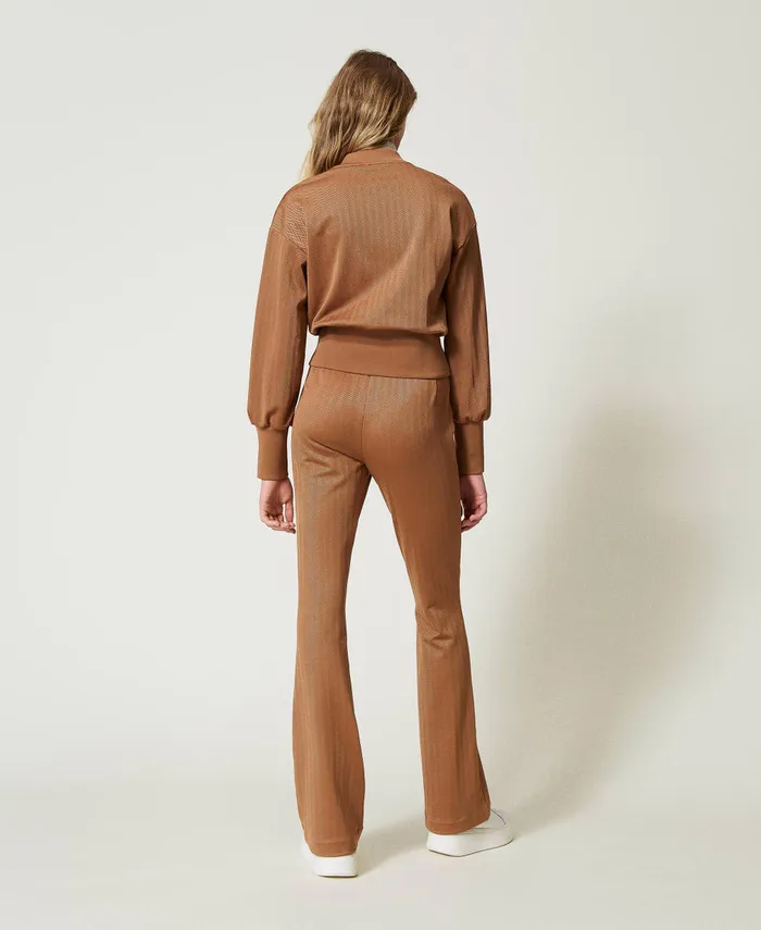 Twinset Jacquard Scuba Fabric Trousers Caramel Camel Women Trousers Twinset Jacquard Scuba Fabric Trousers Caramel Camel Women Trousers