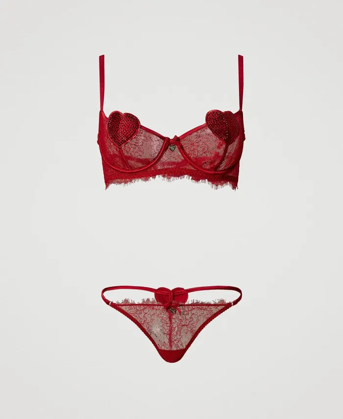 Twinset Lace Balconette Bra And GString Venetian Red Women Underwear And Nightwear Twinset Lace Balconette Bra And GString Venetian Red Women Underwear And Nightwear