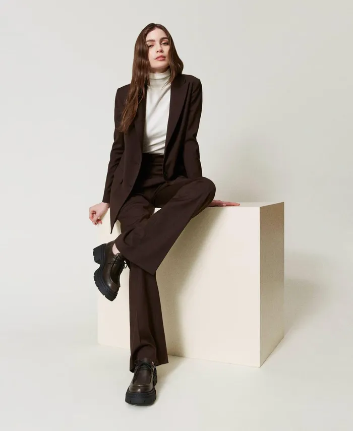 Twinset LaceUps With Oval T Coffee Chocolate Women Ballet Flats And Loafers Twinset LaceUps With Oval T Coffee Chocolate Women Ballet Flats And Loafers
