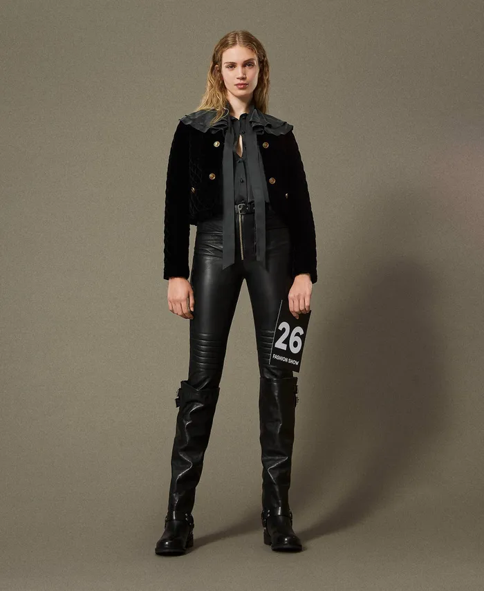 Twinset Leather 039Fairfax039 Biker Trousers Black Women Trousers