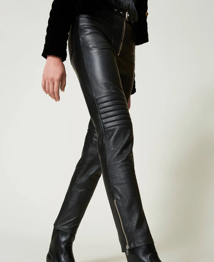 Twinset Leather 039Fairfax039 Biker Trousers Black Women Trousers Twinset Leather 039Fairfax039 Biker Trousers Black Women Trousers