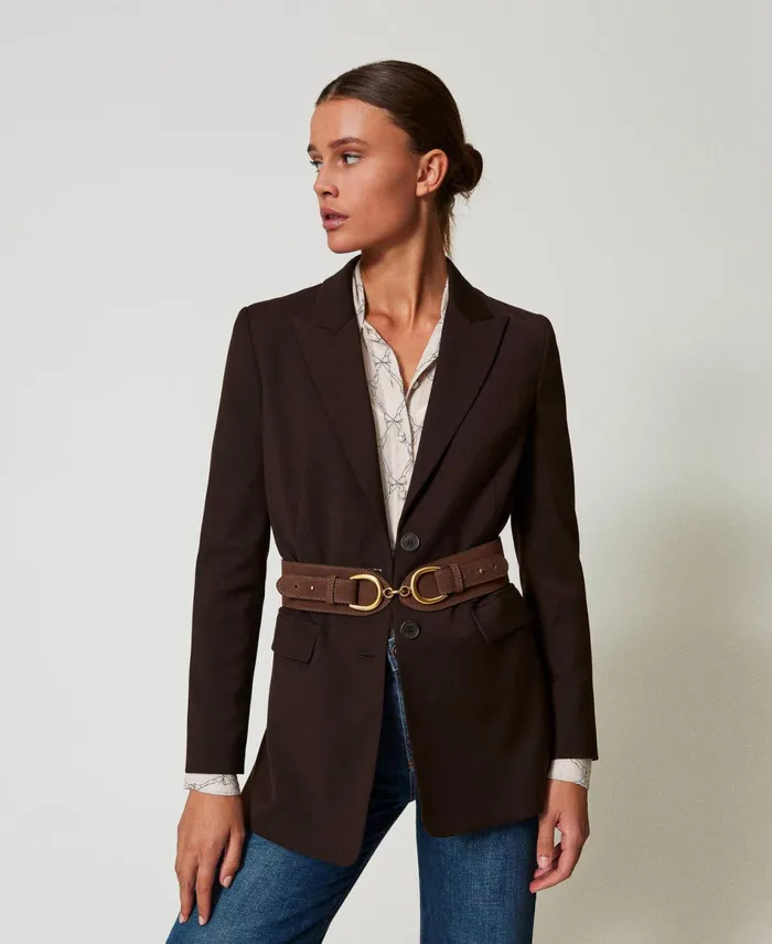 Twinset Leather Belt With Clasp Dark Chocolate Brown Women Belts Twinset Leather Belt With Clasp Dark Chocolate Brown Women Belts