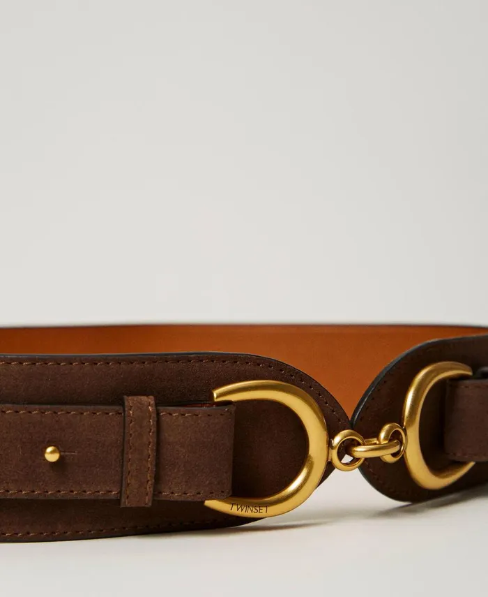 Twinset Leather Belt With Clasp Dark Chocolate Brown Women Belts Twinset Leather Belt With Clasp Dark Chocolate Brown Women Belts