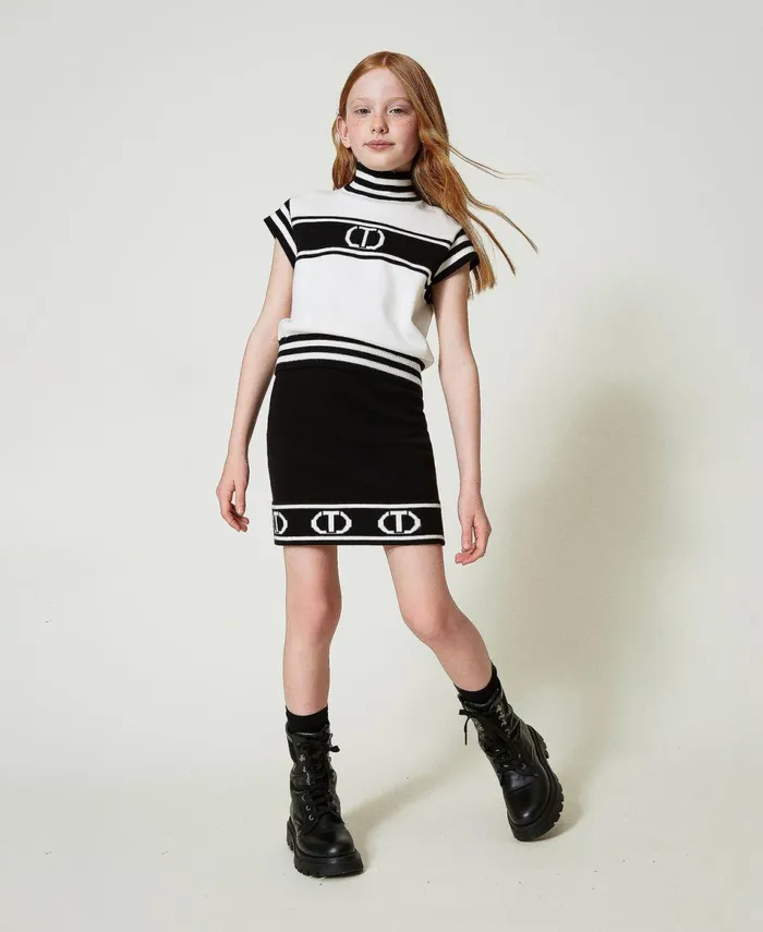 Twinset Leather Combat Boots With Logo Black Girl Twinset Leather Combat Boots With Logo Black Girl