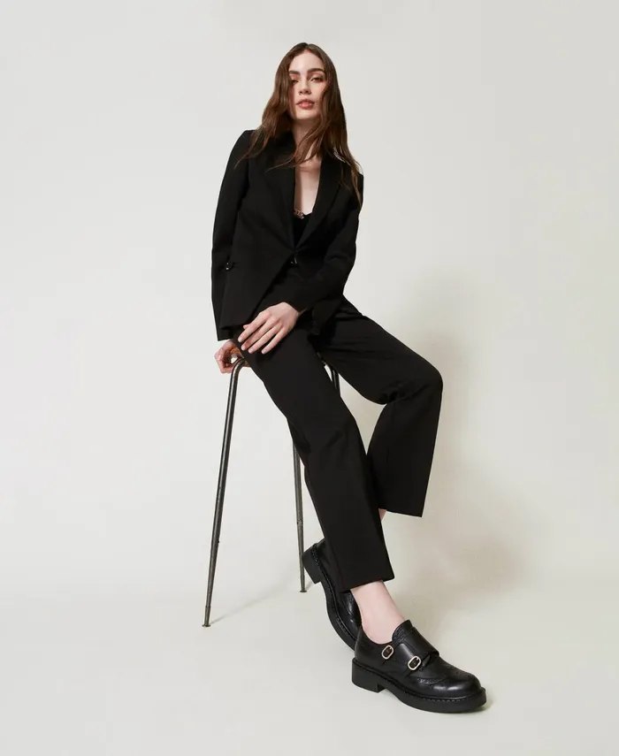 Twinset Leather Shoes With Straps Black Women Ballet Flats And Loafers Twinset Leather Shoes With Straps Black Women Ballet Flats And Loafers