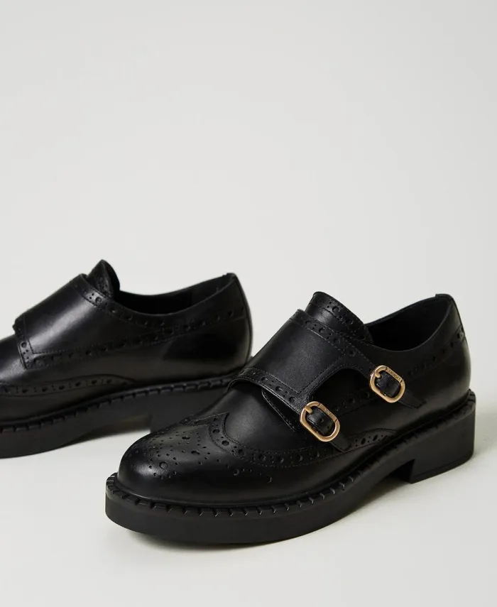 Twinset Leather Shoes With Straps Black Women Ballet Flats And Loafers Twinset Leather Shoes With Straps Black Women Ballet Flats And Loafers