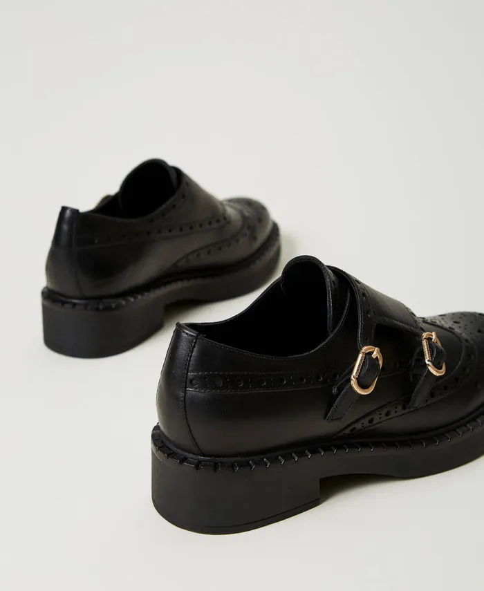 Twinset Leather Shoes With Straps Black Women Ballet Flats And Loafers Twinset Leather Shoes With Straps Black Women Ballet Flats And Loafers