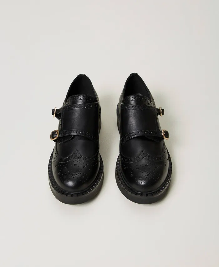 Twinset Leather Shoes With Straps Black Women Ballet Flats And Loafers Twinset Leather Shoes With Straps Black Women Ballet Flats And Loafers