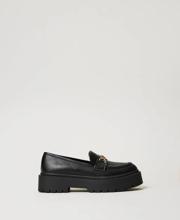 Twinset Loafers With Oval T Clasp Black Women Ballet Flats And Loafers