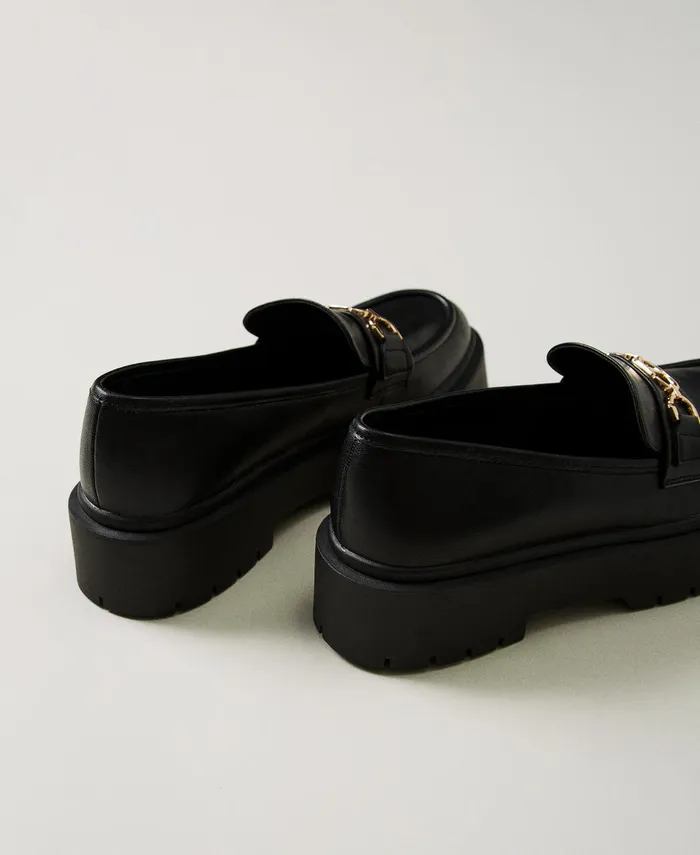 Twinset Loafers With Oval T Clasp Black Women Ballet Flats And Loafers Twinset Loafers With Oval T Clasp Black Women Ballet Flats And Loafers