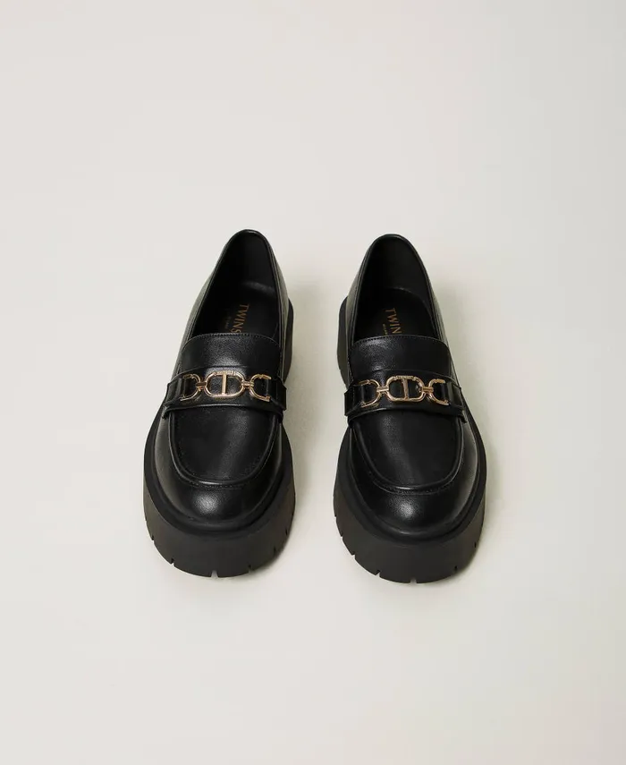 Twinset Loafers With Oval T Clasp Black Women Ballet Flats And Loafers Twinset Loafers With Oval T Clasp Black Women Ballet Flats And Loafers