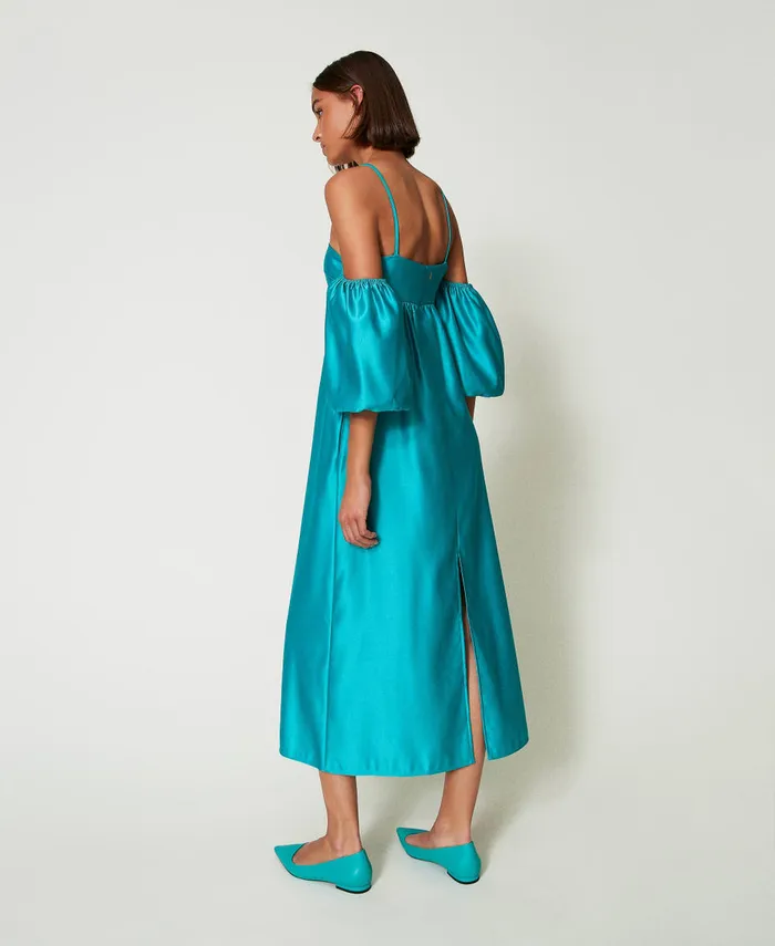 Twinset Long Duchesse Dress Tropical Emerald Green Women Dresses Twinset Long Duchesse Dress Tropical Emerald Green Women Dresses