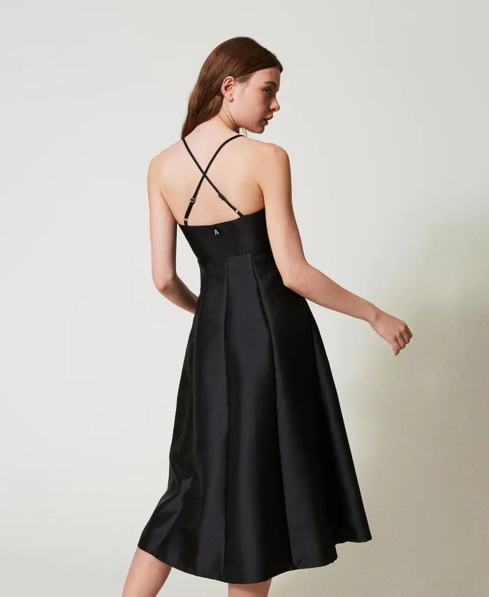 Twinset Midi Technical Twill Dress Black Women Dresses