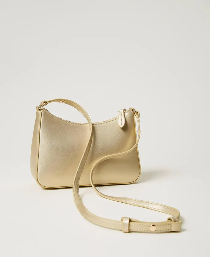 Twinset Mini Hobo Bag With Logo Yellow Gold Women Hobo Bags Twinset Mini Hobo Bag With Logo Yellow Gold Women Hobo Bags