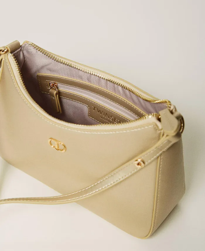 Twinset Mini Hobo Bag With Logo Yellow Gold Women Hobo Bags Twinset Mini Hobo Bag With Logo Yellow Gold Women Hobo Bags