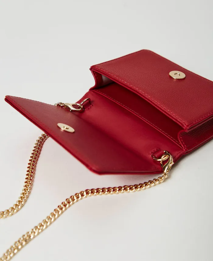 Twinset Mini Satin Shoulder Bag With Rhinestones Venetian Red Women Mini Bags Twinset Mini Satin Shoulder Bag With Rhinestones Venetian Red Women Mini Bags