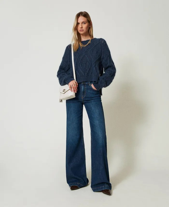 Twinset Mohair Blend Jumper Classic Blue Women Jumpers And Cardigans Twinset Mohair Blend Jumper Classic Blue Women Jumpers And Cardigans
